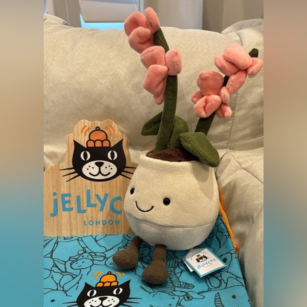 Jellycat Smiling Plant Pink orchids